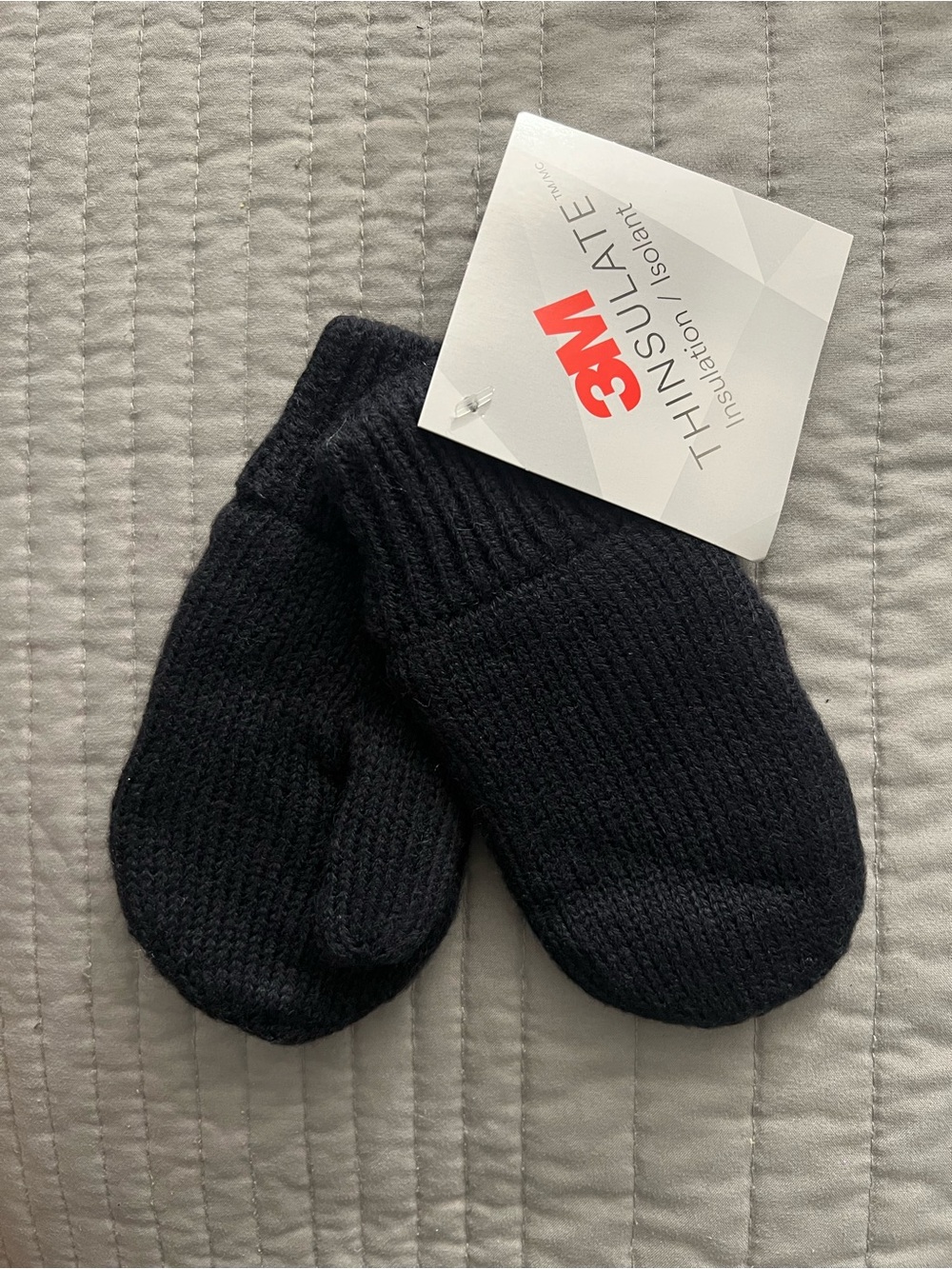 3M Thinsulate Black Knit Mittens| 1-2Y